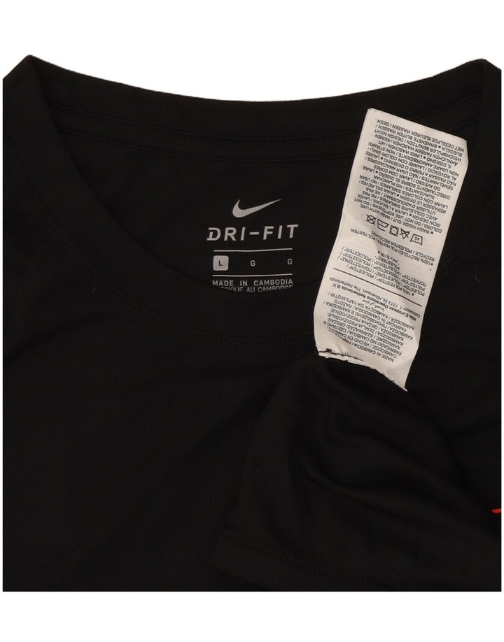 NIKE Herre Dri Fit grafisk T-shirt Top Stor sort polyester