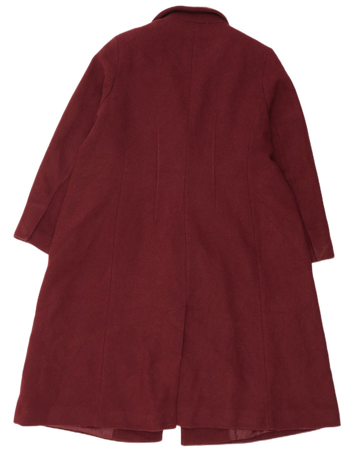 Marks & Spencer Dame Dobbeltradet Frakke UK 20 2XL Burgundy Polyester