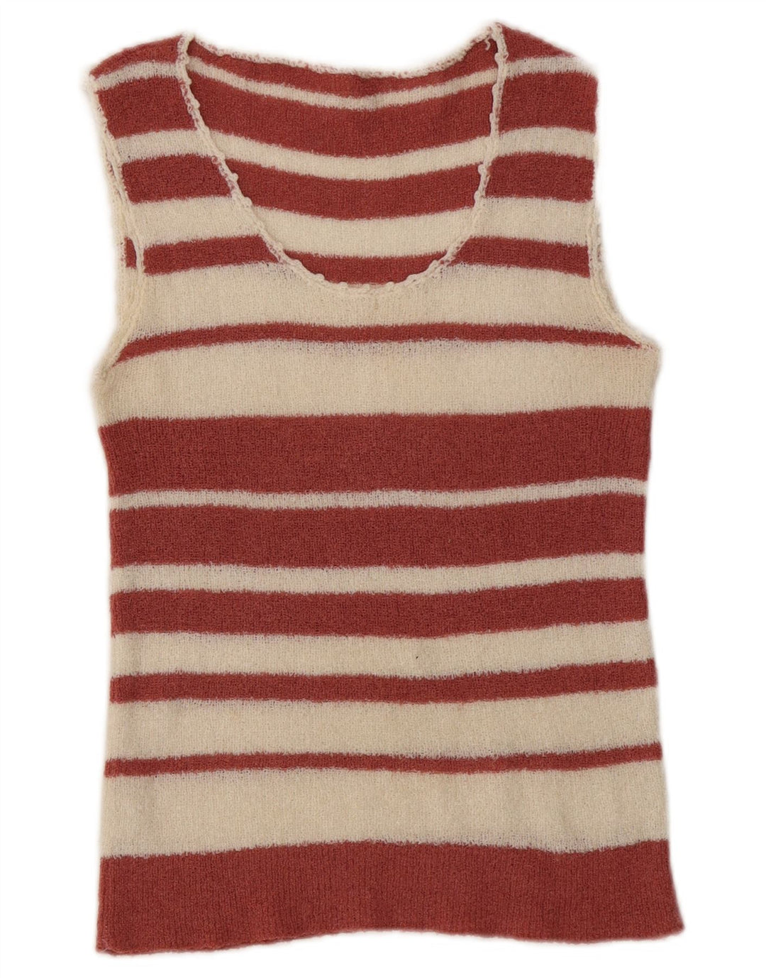 Vintage damevest tanktop UK 0 2XS rødbrun stribet