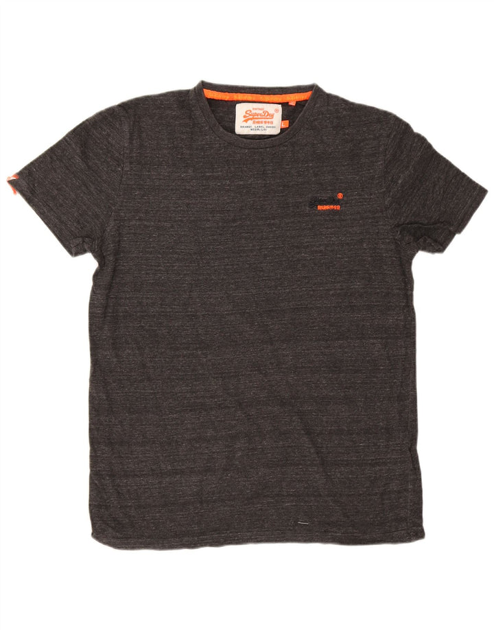 Superdry T-shirt top til mænd, stor grå nålestribet bomuld