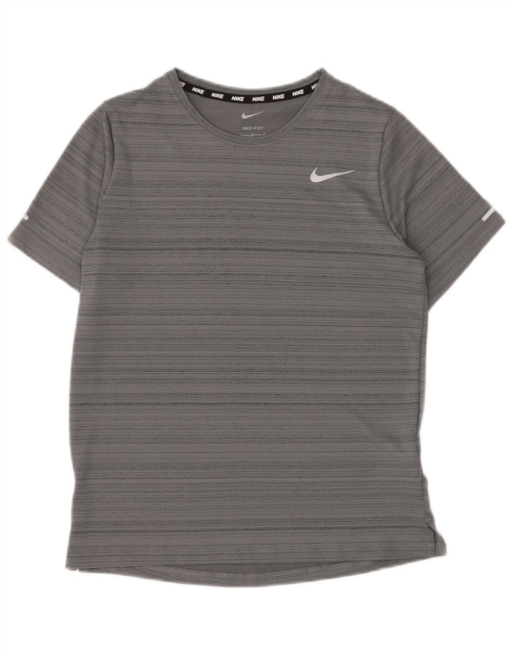 NIKE Dri Fit T-shirt top 12-13 år, stor grå stribet polyester