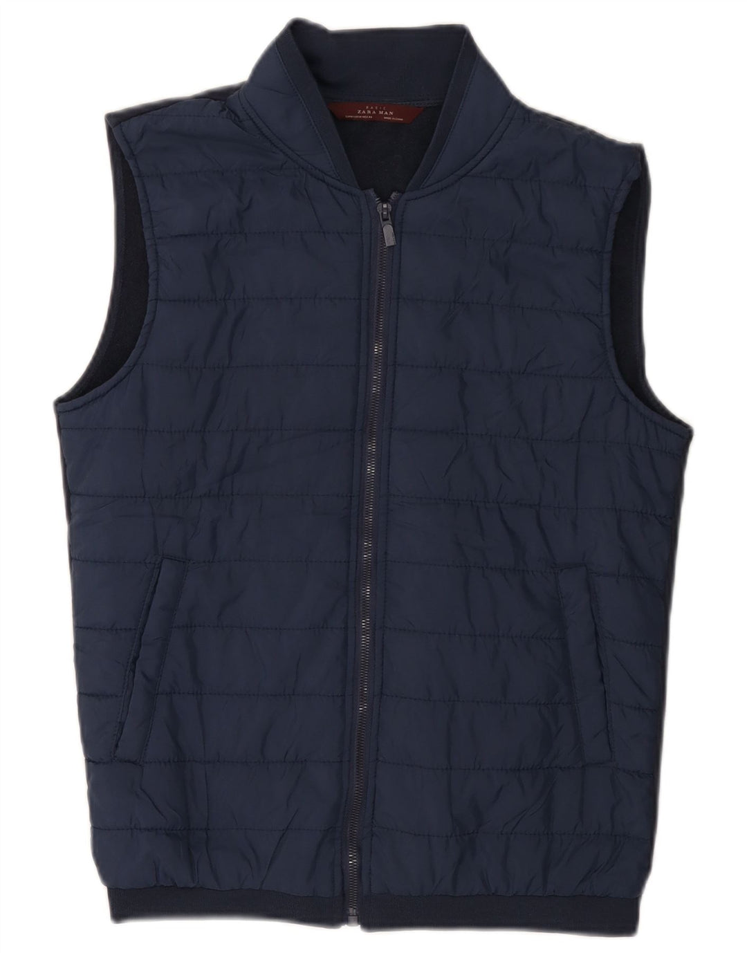 ZARA Polstret Gilet til mænd UK 38 Medium Navy Blue