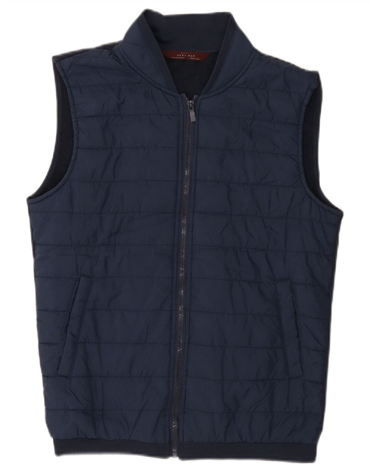 ZARA Polstret Gilet til mænd UK 38 Medium Navy Blue