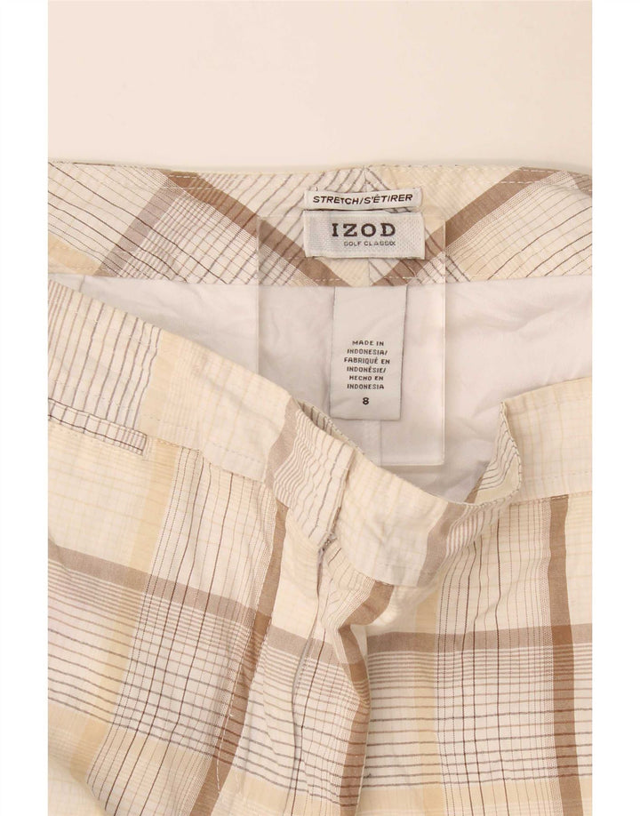 Izod Dame Stretch Mini Nederdel US 8 Medium W32 Beige Ternet Bomuld