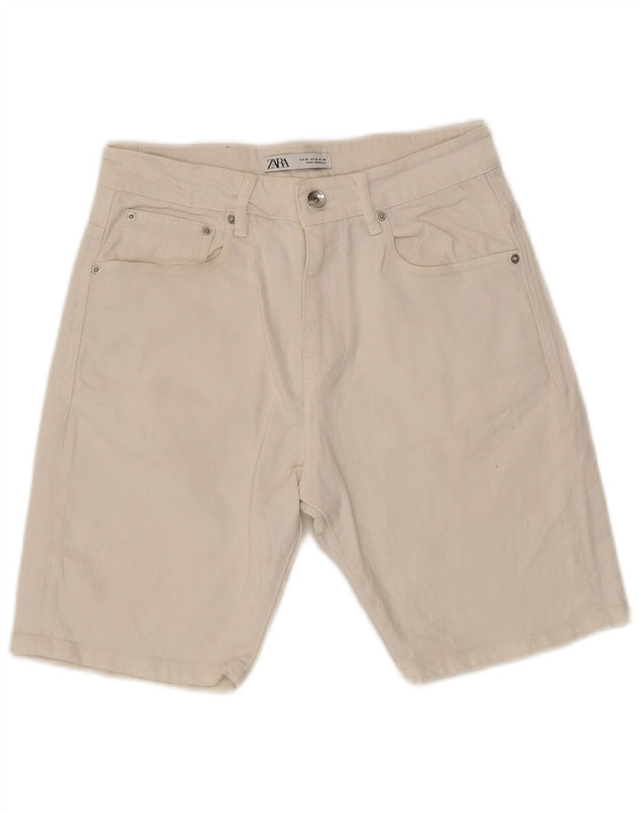 Zara Herre Denim Shorts EU 38 Small W30 White Bomuld