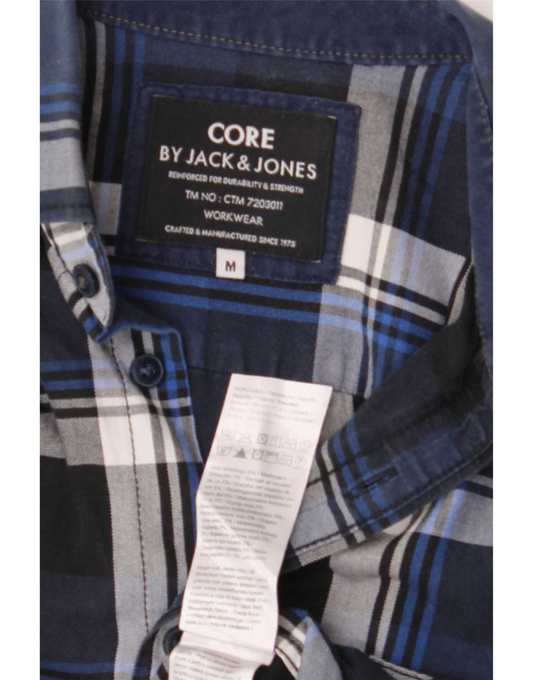 Jack & Jones Flannelskjorte til mænd Medium Blue Plaid Cotton