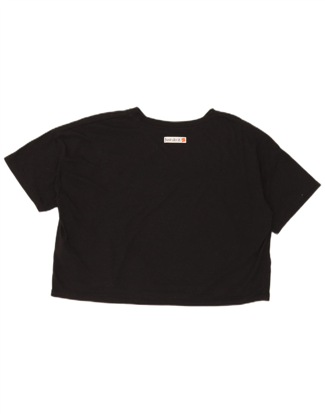 Nike Dame Dri Fit Crop Oversized grafisk T-shirt Top UK 14 Medium Sort