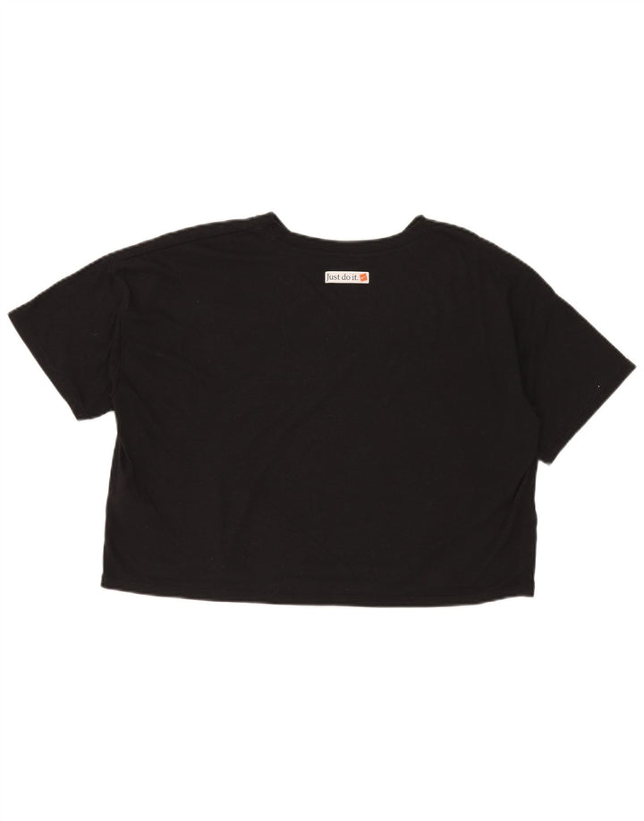 Nike Dame Dri Fit Crop Oversized grafisk T-shirt Top UK 14 Medium Sort