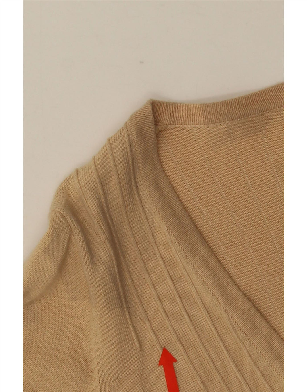 MARKS & SPENCER Dame Crop Cardigan Sweater UK 12 Medium Beige Bomuld
