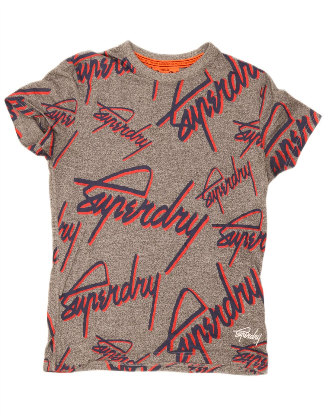 Superdry Grafisk T-shirt-top til mænd, lille grå flækket bomuld