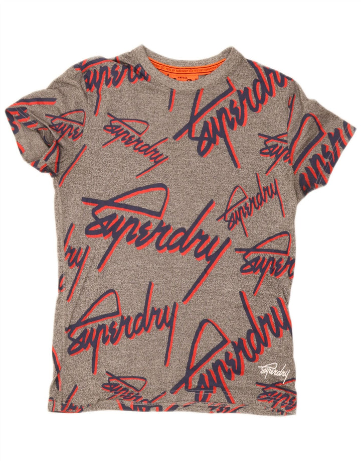 Superdry Grafisk T-shirt-top til mænd, lille grå flækket bomuld