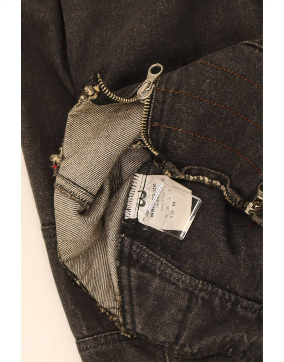 Vintage Dame Oversized Crop Denim Biker Jacket UK 14 Medium Sort Bomuld