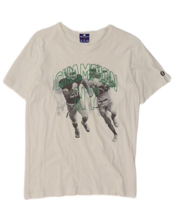 Champion Boys Grafisk T-Shirt Top 13-14 år XL Hvid Bomuld