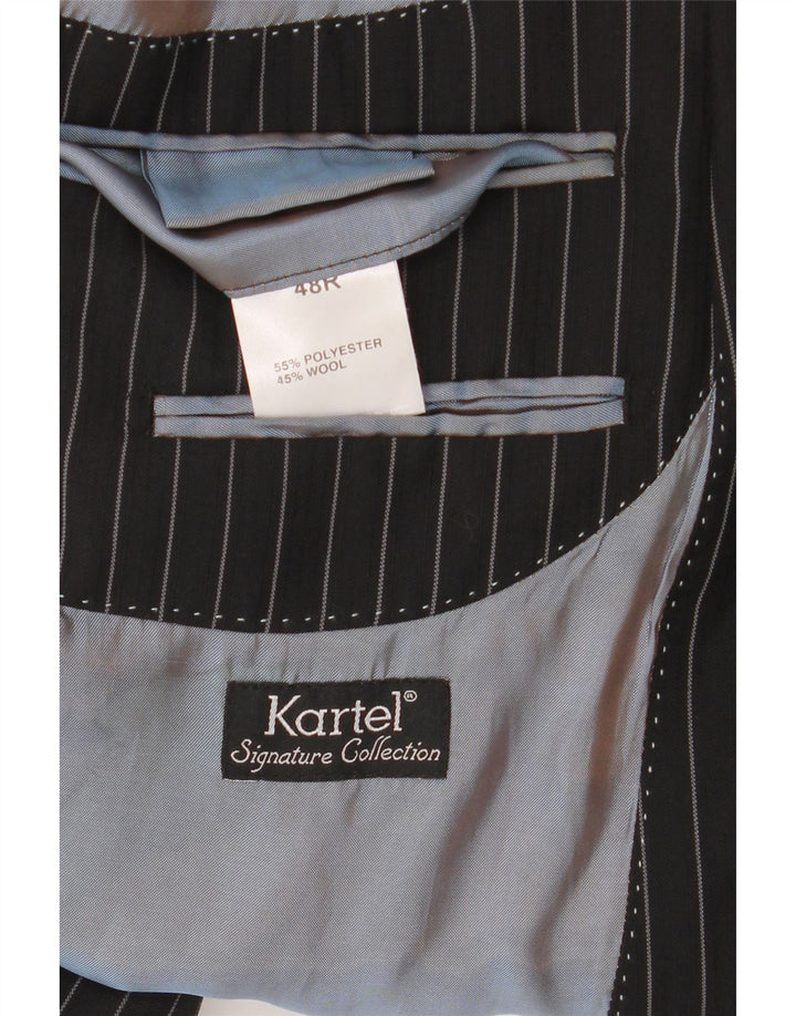 Kartel Herre 2 Button Blazer Jacket UK 48 4XL Sort Nålestribet Polyester