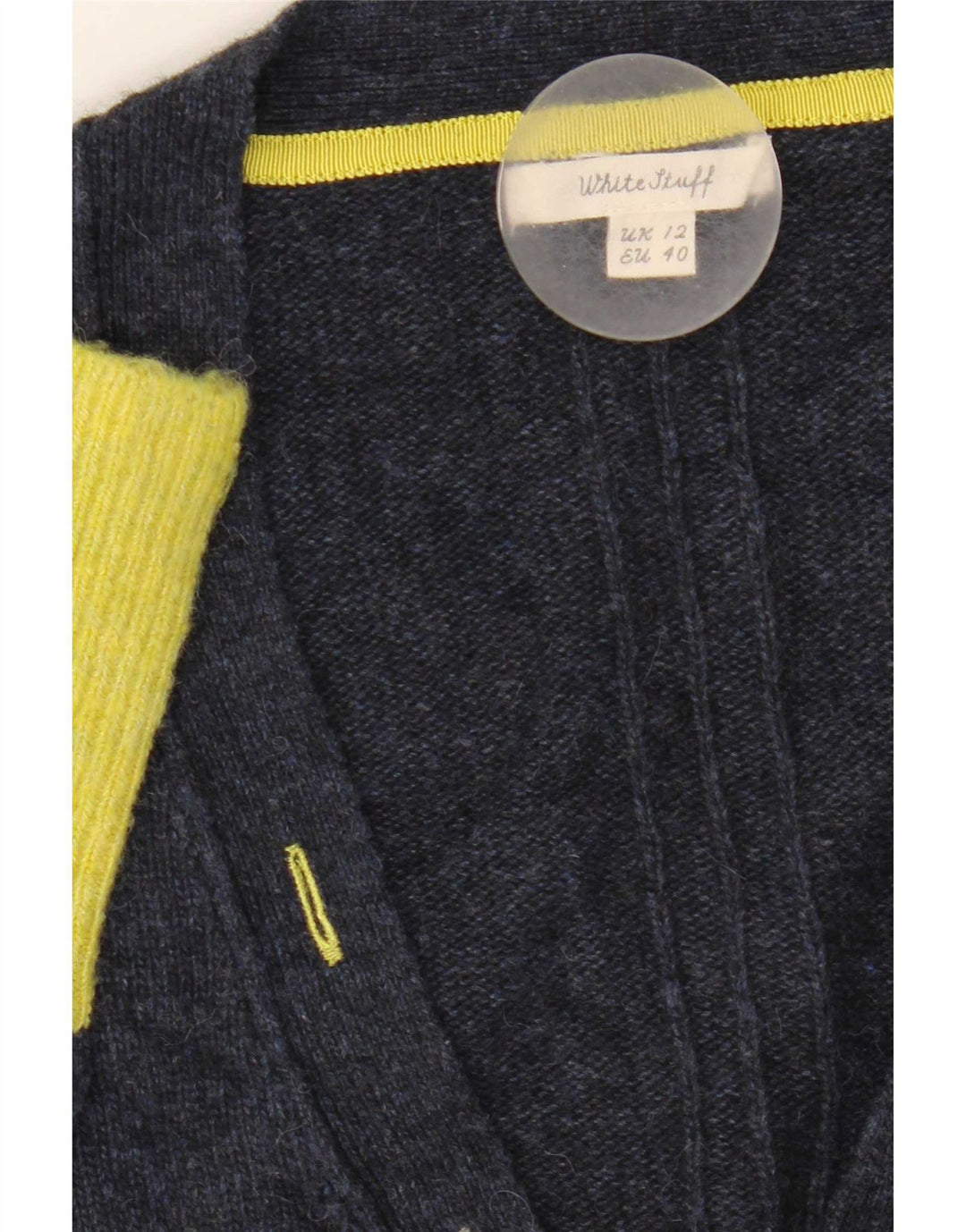 White Stuff Dame Cardigan Sweater UK 12 Medium Navy Blue Colourblock
