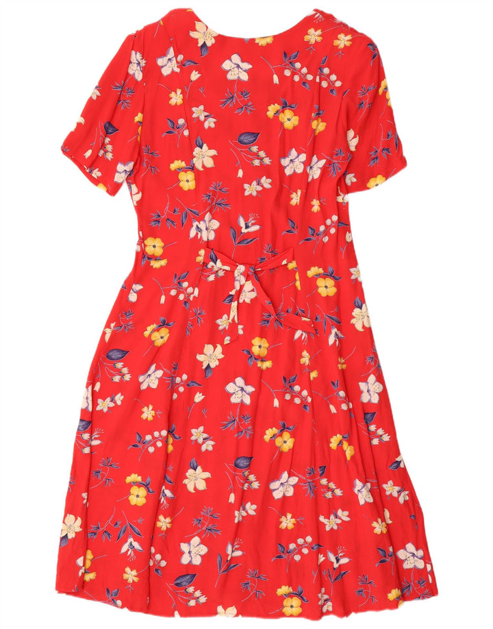 Vilona Moda Dame A-Line Kjole EU 38 Medium Red Floral Viscose