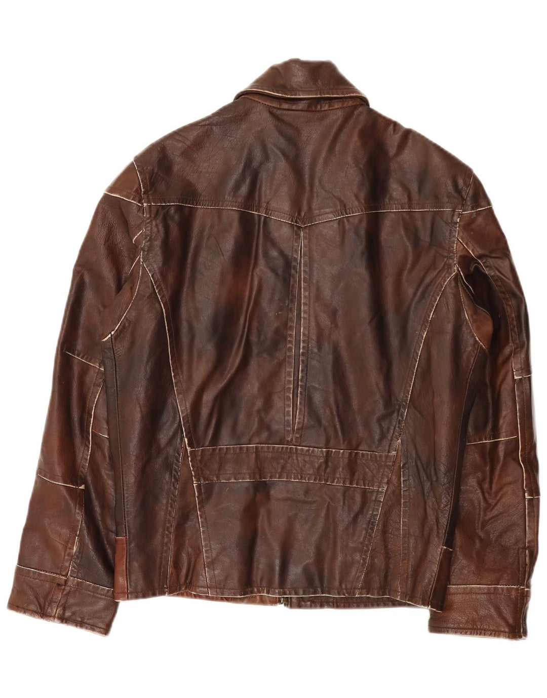 Vintage herre læderjakke UK 38 Medium Brown Patchwork