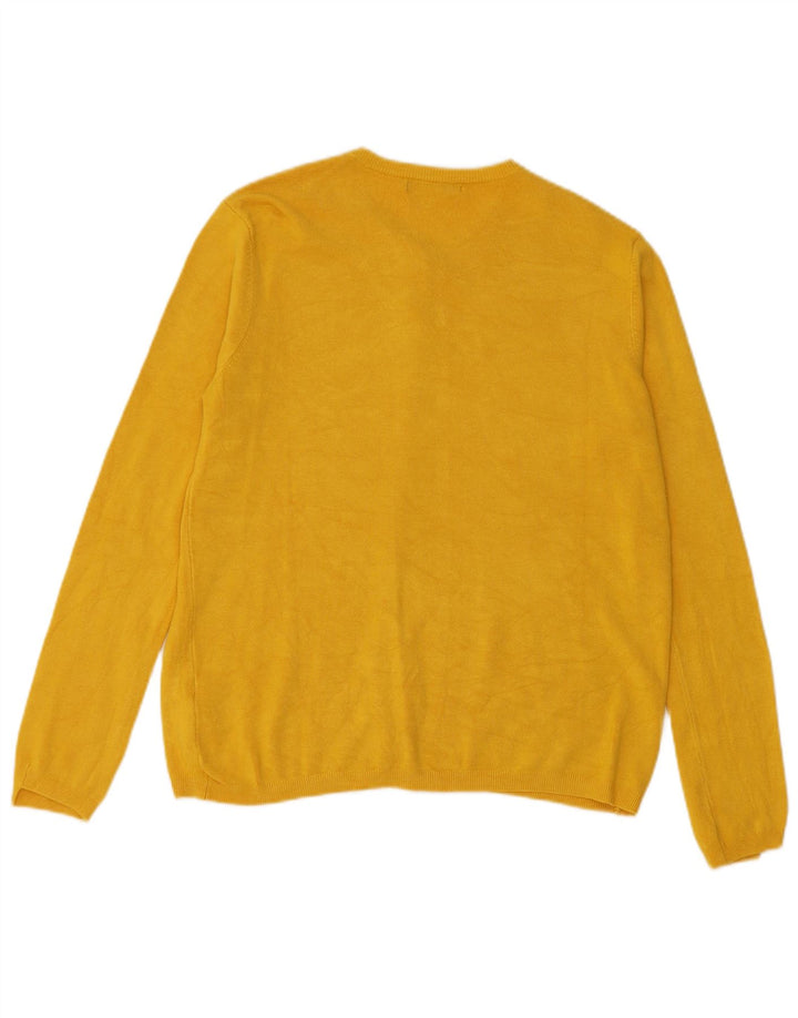 Zara Dame Cardigan Sweater UK 14 Large Yellow Viscose