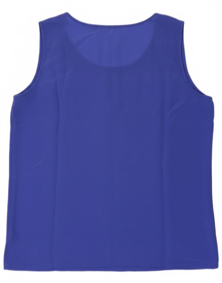 Vintage Dame See Through Vest Top UK 8 Small Blue Silk