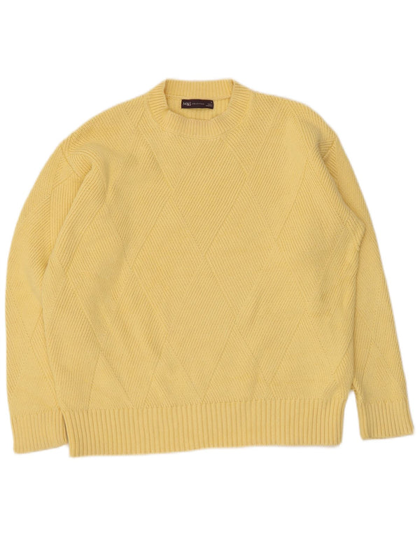 Marks & Spencer Dame sweater med rund hals DK 14 Medium gul bomuld