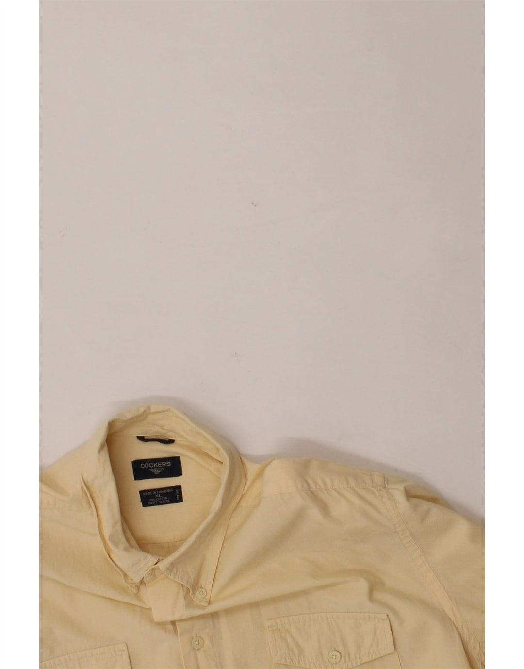 DOCKERS Mens Short Sleeve Shirt XL Yellow Cotton Vintage Dockers and Second-Hand Dockers from Messina Hembry 