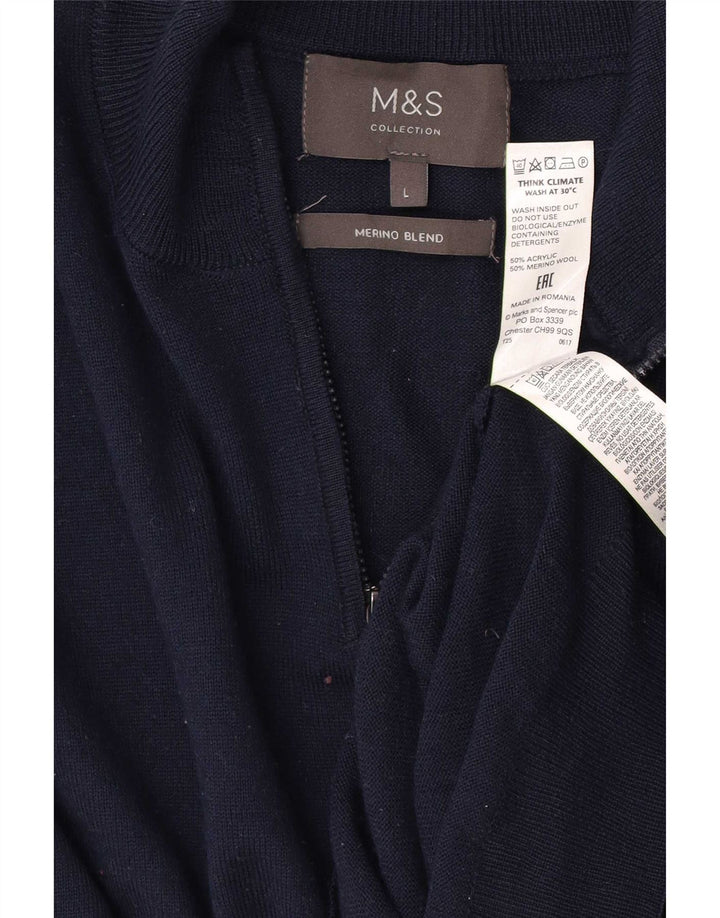 Marks & Spencer Herre sweater med lynlåshals Stor marineblå akryl