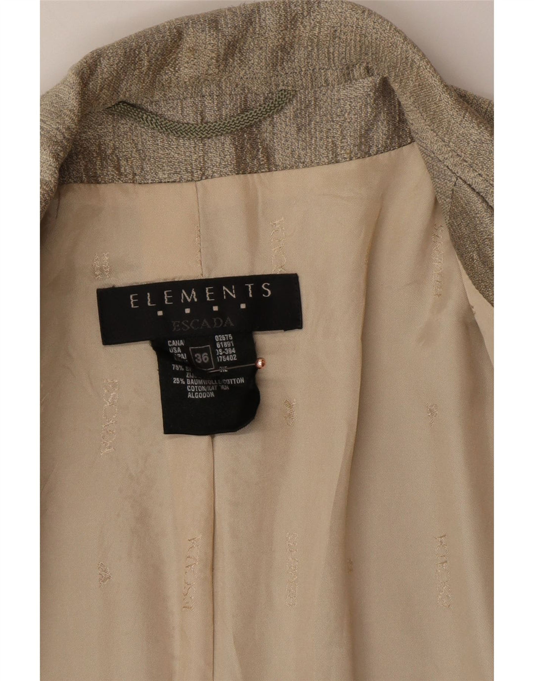 ESCADA Womens Elements Longline 1-knap blazerjakke EU 36 Small Gold