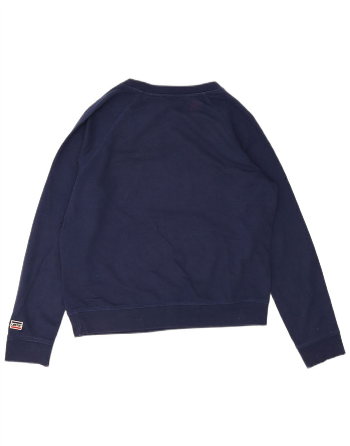 Levi's Grafisk Sweatshirt Jumper UK 14 Medium Marineblå Bomuld