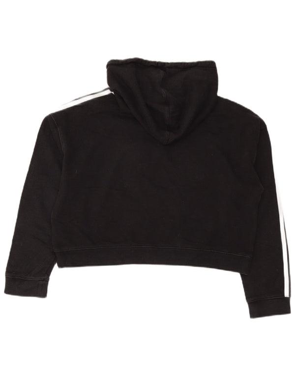 Adidas Womens Crop Oversized Hoodie Jumper UK 10 Small Black Bomuld