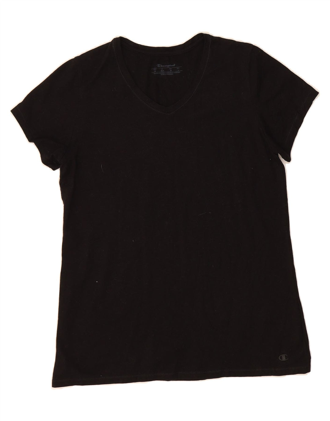 CHAMPION Womens T-Shirt Top UK 12 Medium Black Cotton Vintage Champion and Second-Hand Champion from Messina Hembry 