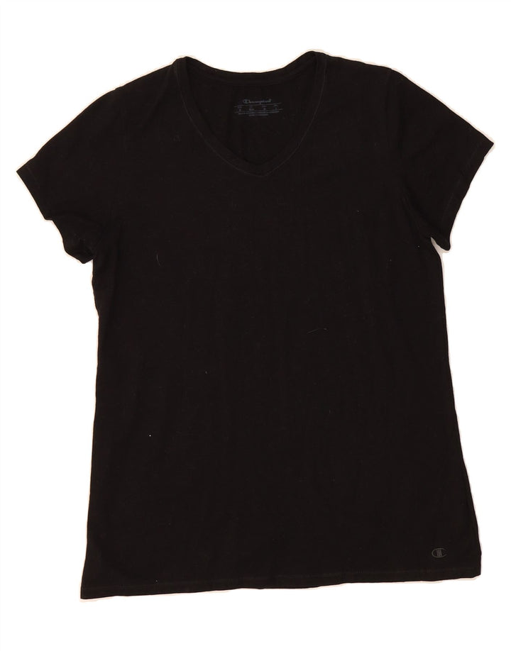 CHAMPION Womens T-Shirt Top UK 12 Medium Black Cotton Vintage Champion and Second-Hand Champion from Messina Hembry 