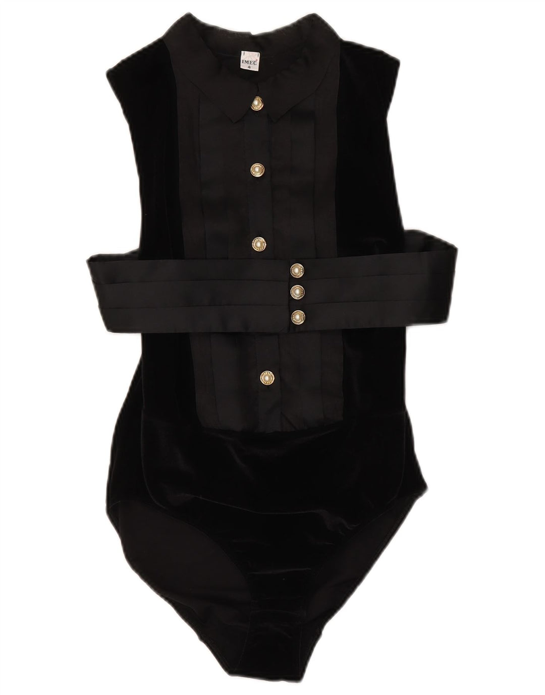 IMEC Womens Velvet Ærmeløs Bodysuit IT 48 XL Sort