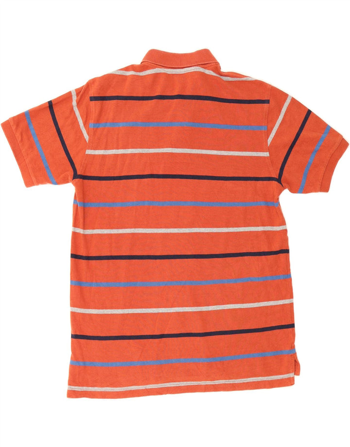 IZOD Mens Polo Shirt Medium Orange Striped Cotton Vintage Izod and Second-Hand Izod from Messina Hembry 