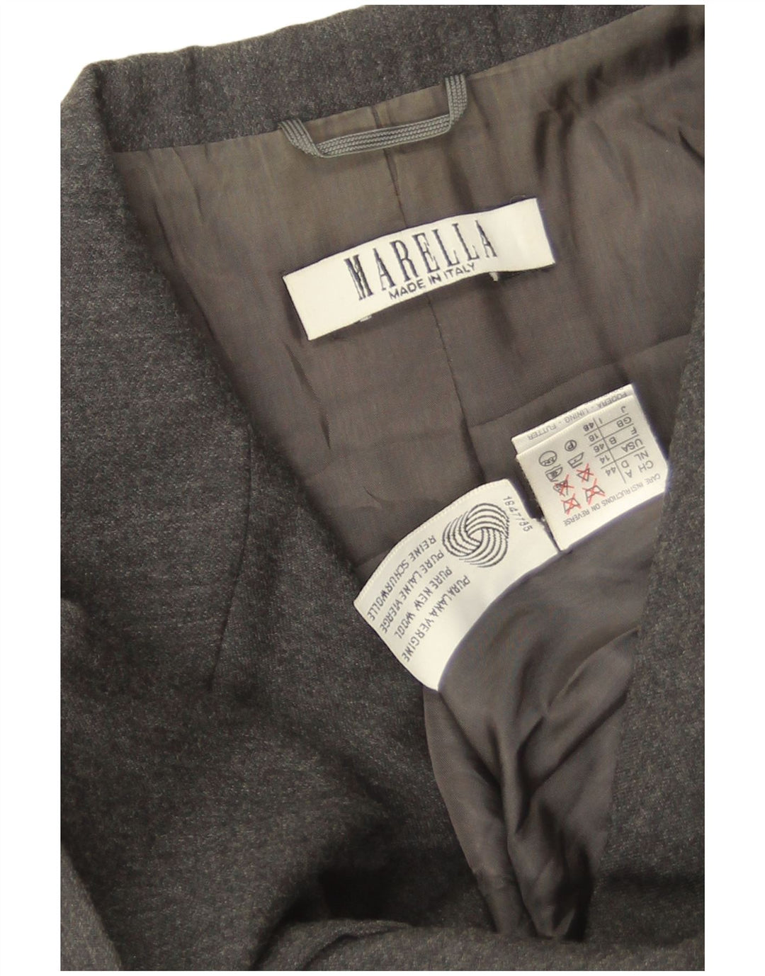 Marella Dame 3 Button Blazer Jacket UK 18 XL Grå Ny Uld