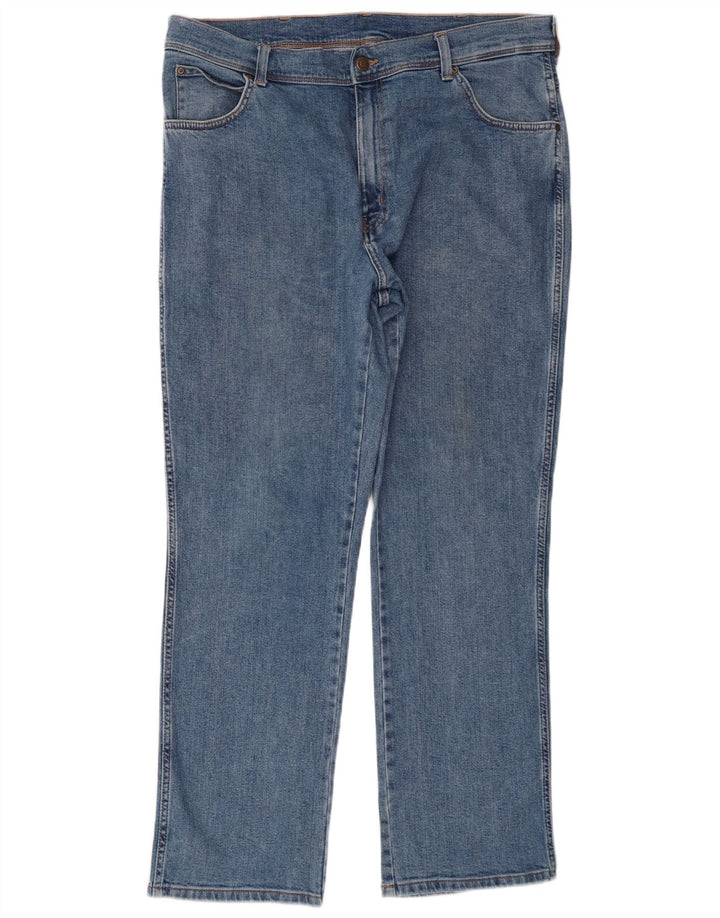 Wrangler Herre Regular Fit Straight Jeans W38 L30 Blå Bomuld