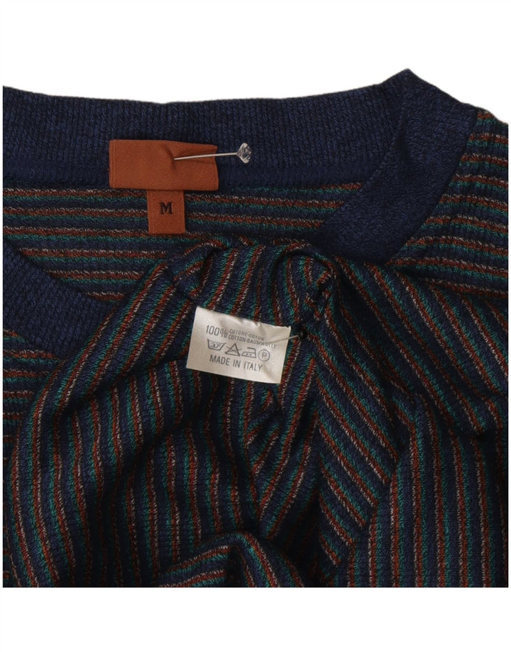 Missoni Herre T-Shirt Top Medium Marineblå Stribet Bomuld