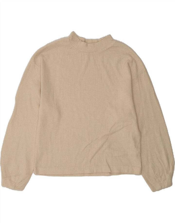 ZARA Womens Oversized Turtle Neck Jumper Sweater UK 10 Small Beige Cotton Vintage Zara and Second-Hand Zara from Messina Hembry 