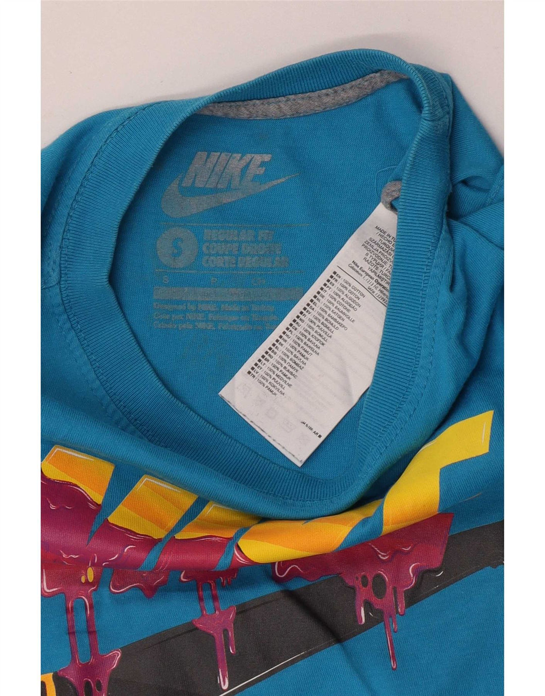 Nike Herre Regular Fit Grafisk T-Shirt Top Lille Blå Bomuld