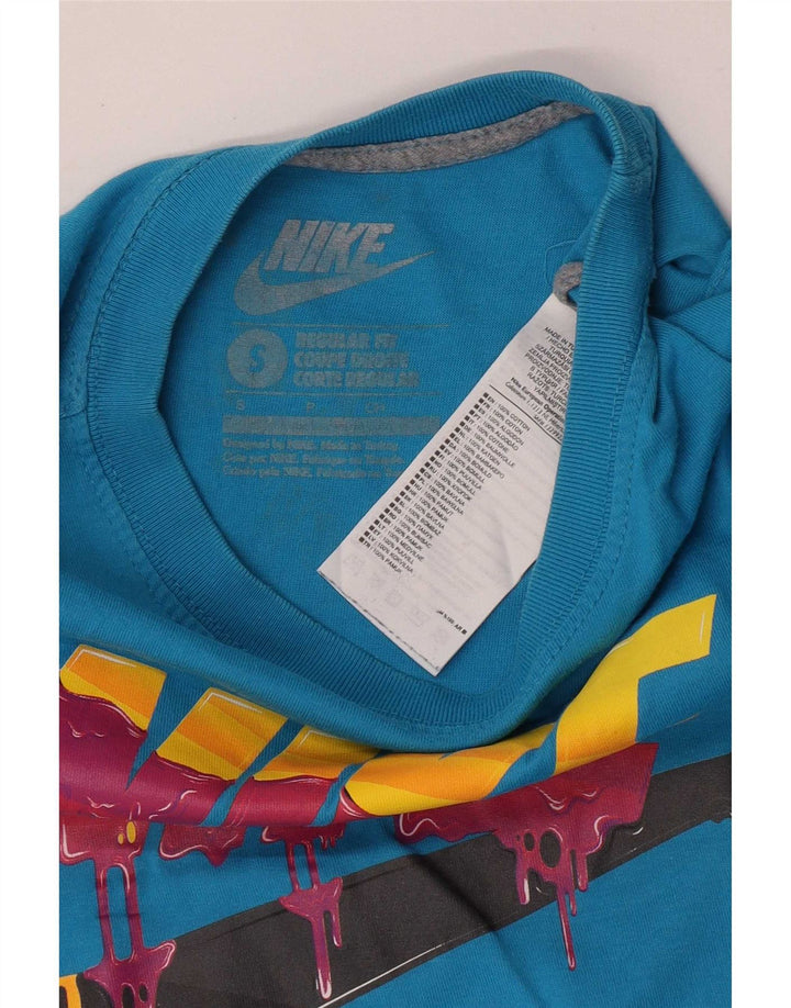 Nike Herre Regular Fit Grafisk T-Shirt Top Lille Blå Bomuld