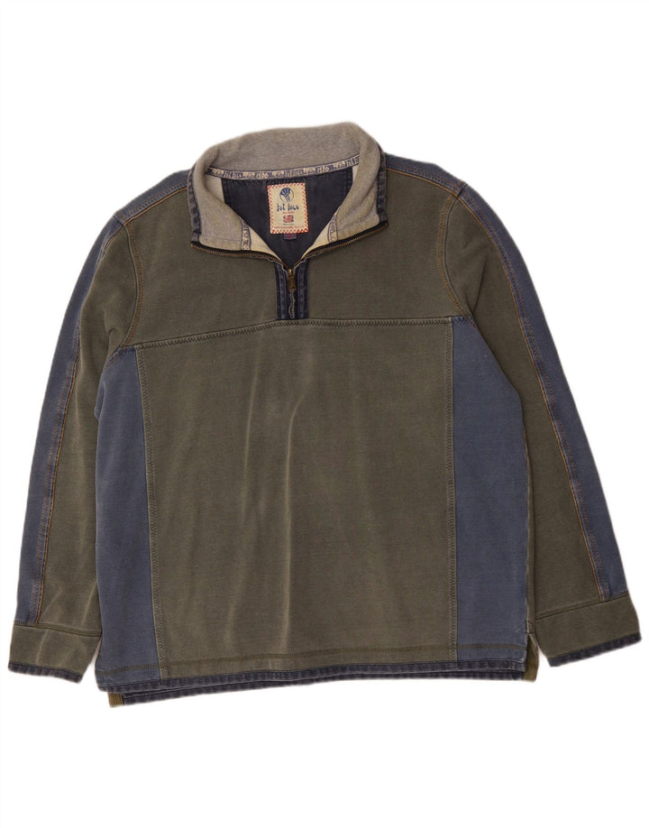 FAT FACE Herre lynlås-sweatshirt 2XL Grå Colourblock Bomuld