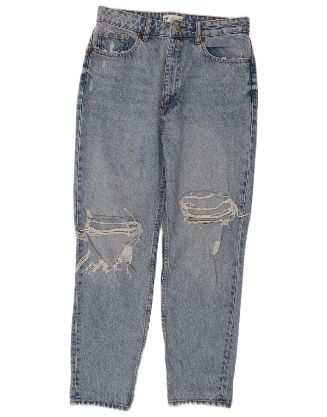 Zara Dame Distressed Tapered Jeans EU 40 Medium W30 L28 Blå