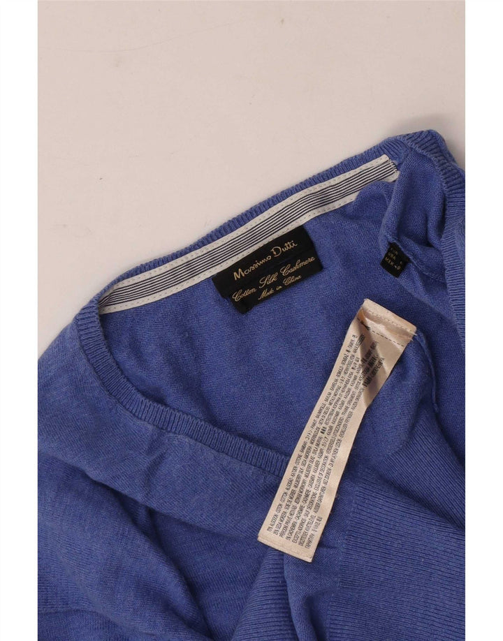 Massimo Dutti Herre V-hals trøje Sweater Large Blue Cotton