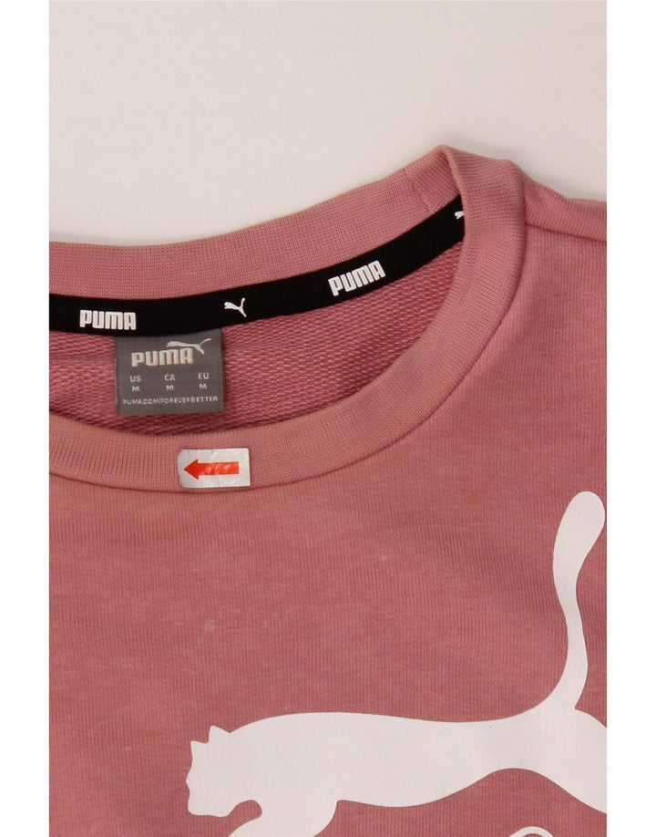 PUMA Graphic Sweatshirt Jumper UK 14 Medium Pink Bomuld