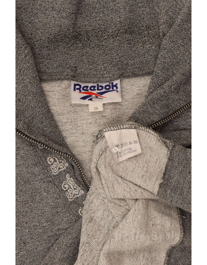 Reebok Dame Oversized Zip Neck Sweatshirt Jumper EU 36 Small Grey Bomuld