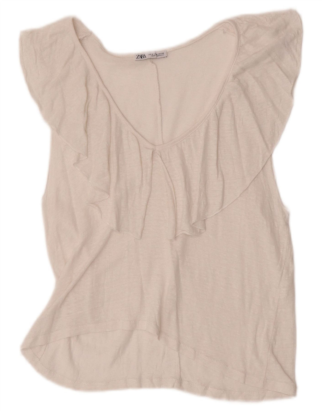 Zara Dame ærmeløs bluse Top UK 12 Medium White Flecked