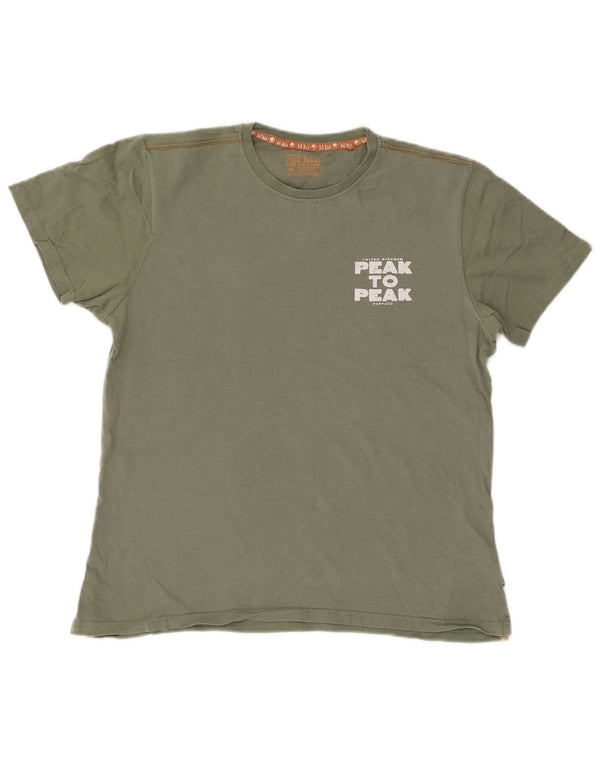 Fat Face Herre grafisk T-shirt Top Medium Grøn Bomuld