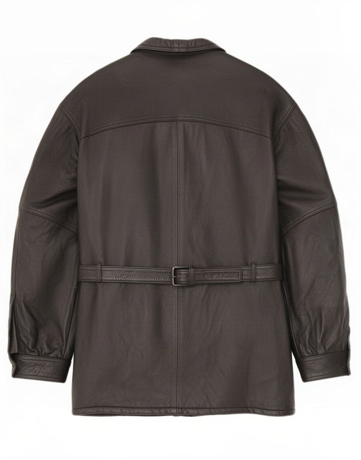 Vintage herre læderfrakke IT 54 2XL Sort