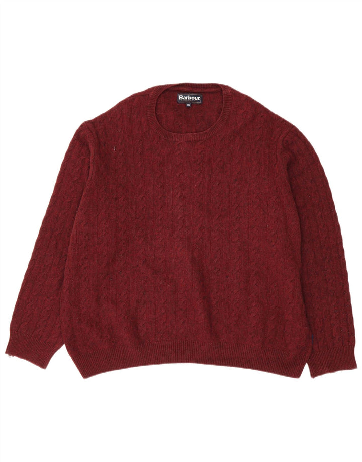 Barbour Herre Crew Neck Jumper Sweater 2XL Burgundy Wool