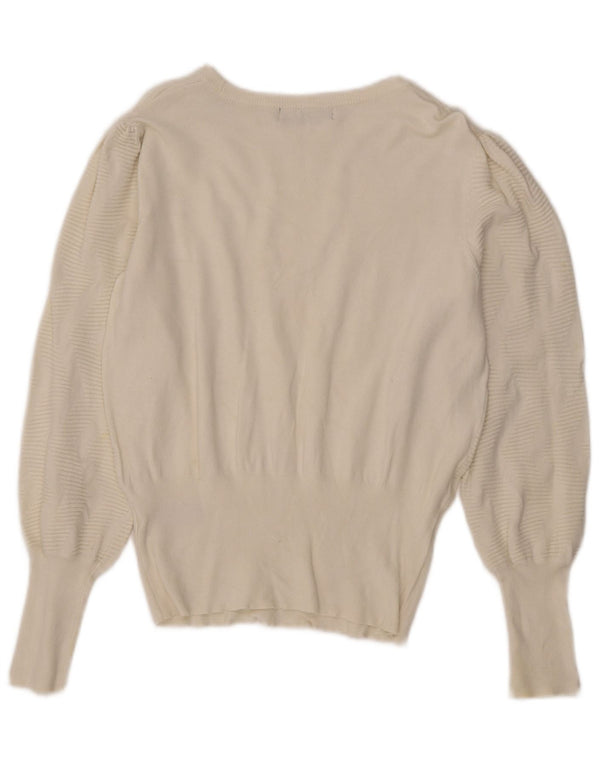 Marks & Spencer Dame Boat Neck Jumper Sweater UK 12 Medium Off White