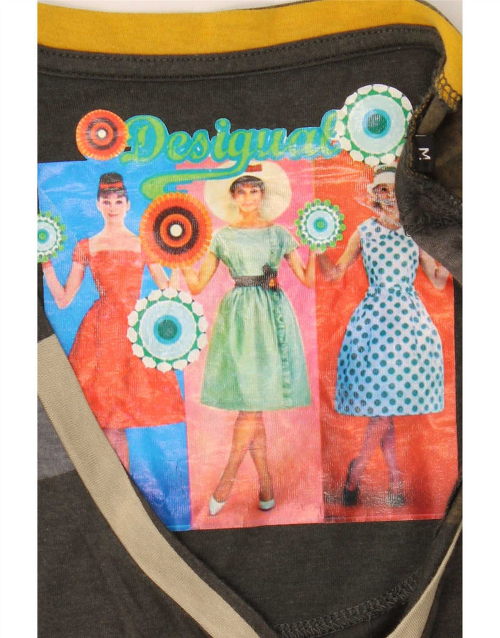 Desigual Dame Grafisk Top Langærmet UK 14 Medium Flerfarvet